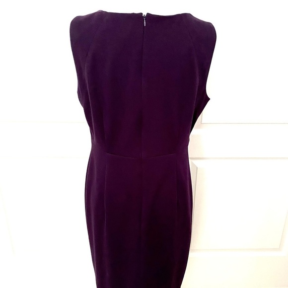 Kasper Plum Sleeveless Sheath Dress Size 10 – Elegant Cut-Out Neckline, Like New - Picture 7 of 12